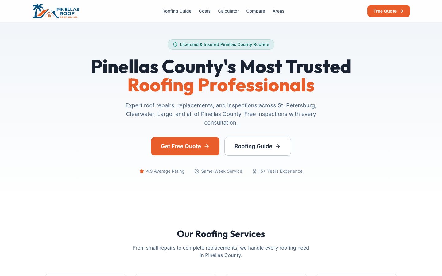 Pinellas Roof website